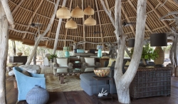 The magnificently spacious open-sided lounge at Tartaruga private villa on Vamizi Island.