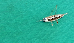 Vamizi - dhow from the air